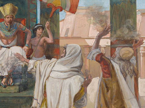 The Plague of Boils and Blains. <br/>Cropped image. <br/>James Tissot (1836-1902) – The Jewish Museum, New York. – Slide 16