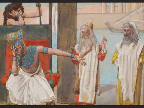 Pharaoh Sueth to Moses. <br/>Full image. <br/>James Tissot (1836-1902) – The Jewish Museum, New York. – Slide 27