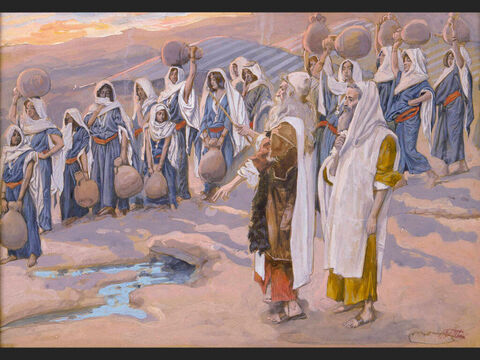 Moses Smiteth the Rock in the Desert. <br/>Full image. <br/>James Tissot (1836-1902) – The Jewish Museum, New York. – Slide 5