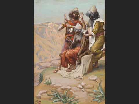 Moses on the Mountain During the Battle. <br/>Full image. <br/>James Tissot (1836-1902) – The Jewish Museum, New York. – Slide 7