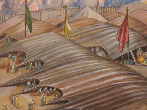 The Camp Before Sinai.  <br/>Cropped image. <br/>James Tissot (1836-1902) – The Jewish Museum, New York. – Slide 10