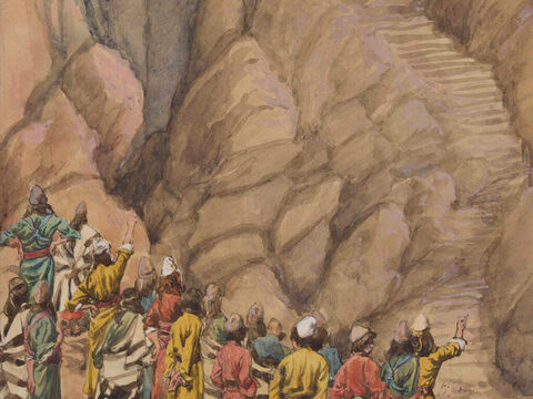 The Cloud of Smoke on Mount Sinai.  <br/>Cropped image. <br/>James Tissot (1836-1902) – The Jewish Museum, New York. – Slide 12