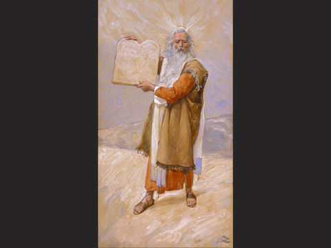 Moses and the Ten Commandments. <br/>Full image. <br/>James Tissot (1836-1902) – The Jewish Museum, New York. – Slide 15