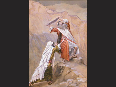Moses Destroyeth the Tables of the Ten Commandments. <br/>Full image. <br/>James Tissot (1836-1902) – The Jewish Museum, New York. – Slide 19