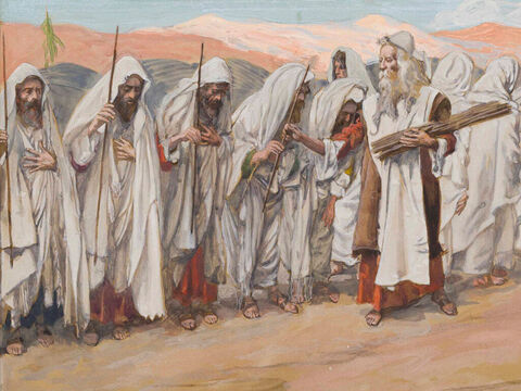 The Election of Aaron.  <br/>Cropped image. <br/>James Tissot (1836-1902) – The Jewish Museum, New York. – Slide 26