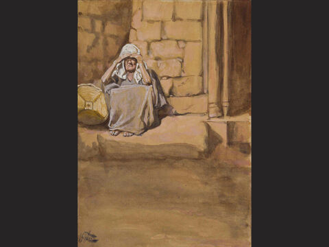 Miriam Shut Out From the Camp. <br/>Full image. <br/>James Tissot (1836-1902) – The Jewish Museum, New York. – Slide 5