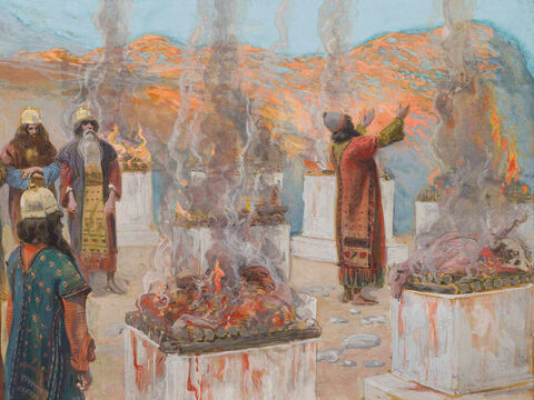 The Seven Altars of Balaam.  <br/>Cropped image. <br/>James Tissot (1836-1902) – The Jewish Museum, New York. – Slide 20