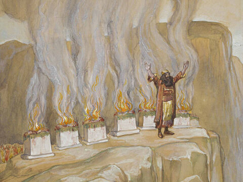 Balaam Prophesies the Glory of Israel.  <br/>Cropped image. <br/>James Tissot (1836-1902) – The Jewish Museum, New York. – Slide 22