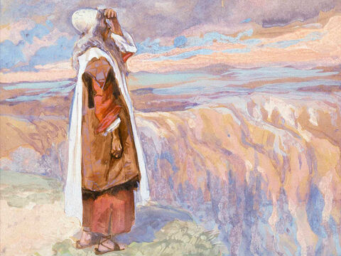 Moses Sees the Promised Land From Afar.  <br/>Cropped image. <br/>James Tissot (1836-1902) – The Jewish Museum, New York. – Slide 28