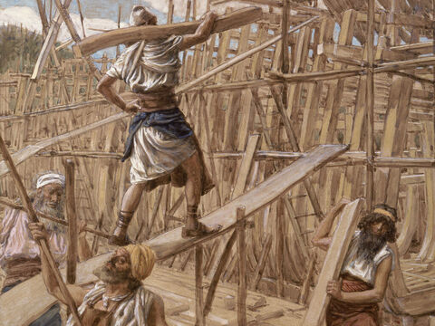 Building the Ark.  <br/>(Cropped). <br/>James Tissot (1836-1902). <br/>The Jewish Museum, New York. – Slide 10