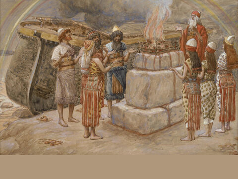 Noah's sacrifice. <br/>(Full painting). <br/>James Tissot (1836-1902). <br/>The Jewish Museum, New York. – Slide 15