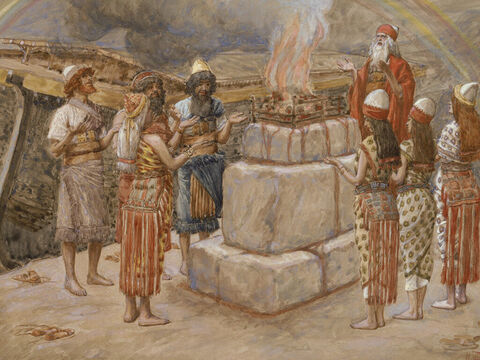 Noah's sacrifice. <br/>(Cropped). <br/>James Tissot (1836-1902). <br/>The Jewish Museum, New York. – Slide 16