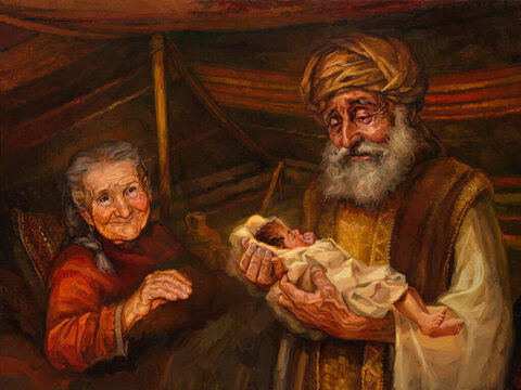 Birth of Isaac. <br/>And the LORD visited Sarah as he had said, and the LORD did unto Sarah as he had spoken. For Sarah conceived, and bore Abraham a son in his old age, at the set time of which God had spoken to him. And Abraham called the name of his son that was born unto him, whom Sarah bore to him, Isaac. <br/>Genesis 21:1-3 <br/>Full text: Genesis 21:1-7 – Slide 4