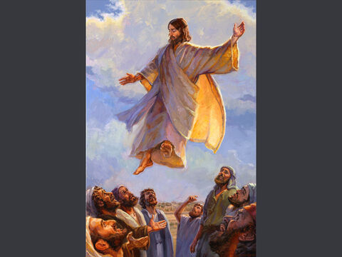 The Ascension of Jesus. <br/>When He had led them out to the vicinity of Bethany, He lifted up His hands and blessed them. While He was blessing them, He left them and was taken up into heaven. <br/>Luke 24:50-51 <br/>Full text: Luke 24:50-53, Mark 16:14-20, Acts 1:1-10 – Slide 16