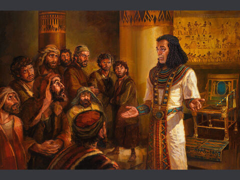 Joseph makes himself known. <br/>Then Joseph said to his brothers, “Come close to me.” When they had done so, he said, “I am your brother Joseph, the one you sold into Egypt! <br/>Genesis 45:4 <br/>Full text: Genesis 45:1-14 – Slide 4