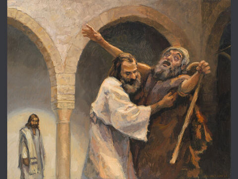 A blind beggar received his sight. <br/>‘What do you want me to do for you?’  <br/>‘Lord, I want to see,’ he replied.  <br/>Jesus said to him, ‘Receive your sight; your faith has healed you.’ <br/>Luke 18:41-42 <br/>Full text: Luke 18:35-43 – Slide 13
