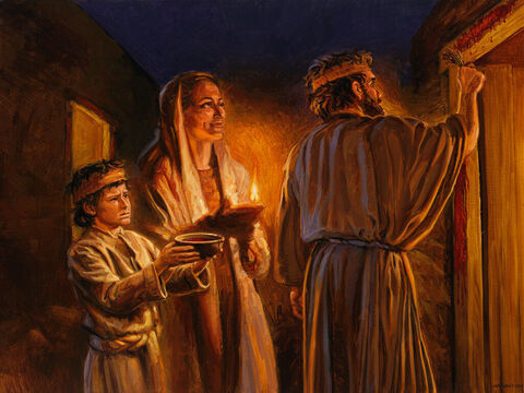 The Passover. <br/>For the LORD will pass through to strike the Egyptians, and when he sees the blood on the lintel and on the two doorposts, the LORD will pass over the door and will not allow the destroyer to enter your houses to strike you. <br/>Exodus 12: 23 <br/>Full text: Exodus 12:21-23 – Slide 4
