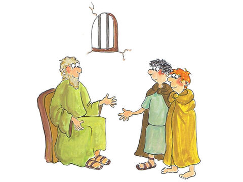 ‘I want you to meet a special friend of mine,’ said his new mate. ‘His name’s Paul. I’m sure he can help you.’ <br/>Onesimus was rather taken aback to discover they were going to visit Paul in prison! You see Paul had been imprisoned for telling people about Jesus. – Slide 8