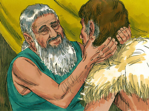 ‘Come near so I can touch you, and know are my son Esau,’ Isaac asked. Jacob did so. Isaac said, ‘The voice is the voice of Jacob, but the hands are the hands of Esau.’ – Slide 6