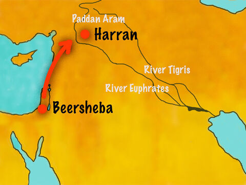 So Jacob set off on the long journey north to Harran where Laban and his family lived. – Slide 2