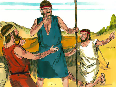 The messengers returned to report, ‘Esau is coming to meet you, and four hundred men are with him.’ Jacob was very frightened. – Slide 3