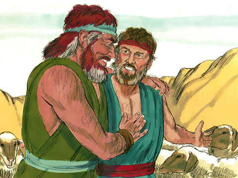 Esau ran to meet Jacob and embraced him – Slide 13