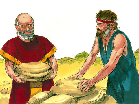 Laban replied, ‘All you see is mine but what can I do? Let’s make an agreement between ourselves.’ The two men gathered stones and piled them into a heap. Then they ate together. – Slide 14