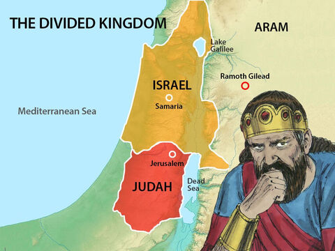 Ramoth Gilead was a city in the nation of Aram located on a mountain spur east of the Jordan river valley. Jehoshaphat replied, ‘My people are your people, my horses are your horses but first we need to get God’s advice.’ – Slide 5