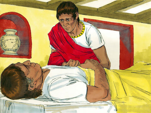 A Roman centurion, had a servant who had become paralysed, in terrible pain and close to dying. – Slide 1