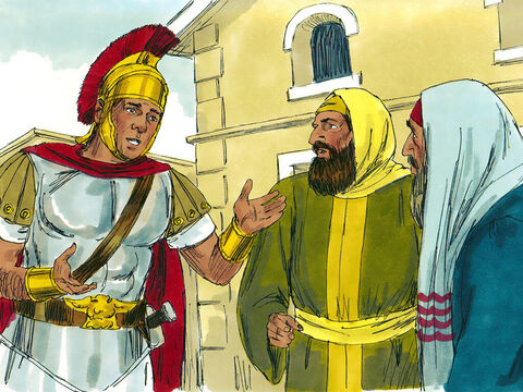 The Centurion went to some respected Jewish leaders in Capernaum and asked them to ask Jesus to come and heal his servant. – Slide 3