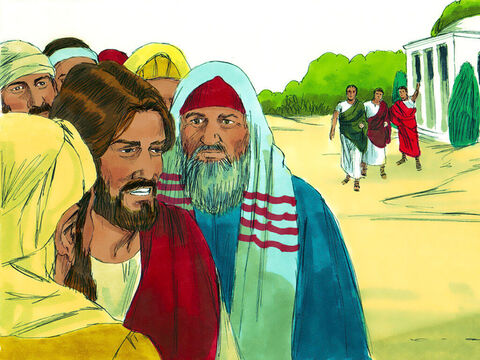 Jesus went towards the Roman Centurions house. Jews would not normally go into the house of a non-Jew. Just before Jesus came to the house the Centurion sent some friends with a message for Jesus. – Slide 5