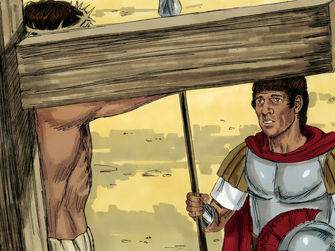 The Roman centurion, in charge of the crucifixion, who had been watching Jesus die, suddenly praised God and said, ‘Surely this was the Son of God.’ – Slide 10