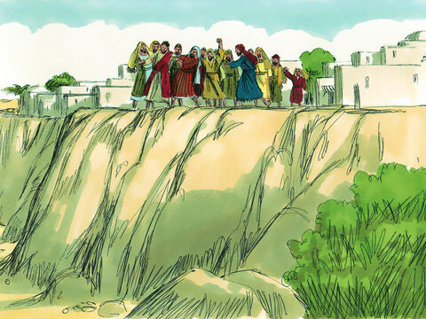 Jesus was hounded to the edge of the cliff on which Nazareth was built. The angry mob intended to throw Him over the cliff to His death. – Slide 10