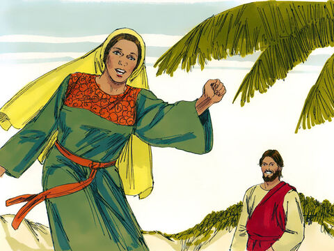 At that point the disciples returned. The woman left her water jar and raced went back into the town telling everyone, ‘Come and meet the man who told me everything I have ever done. Could He be the Messiah?’  – Slide 12