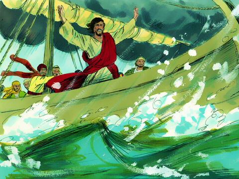 Jesus stood up in the violently rocking boat and gave orders to the wind and the waves, ‘Quiet! Be still!’ – Slide 8