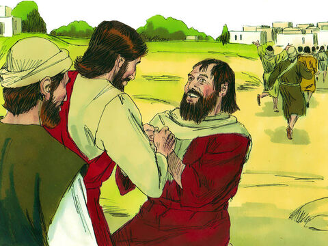 One of them, a Samaritan man, when he saw that he was healed, came back to Jesus, shouting, ‘Praise God!’ He fell to the ground at Jesus’ feet, thanking him for what he had done. – Slide 4