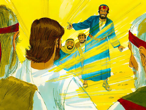 Peter, James and John woke up and saw the glory of Jesus and the two men standing with Him. They were frightened and Peter blurted out, ‘Let’s make three shelters for Jesus, Moses and Elijah.’ – Slide 6