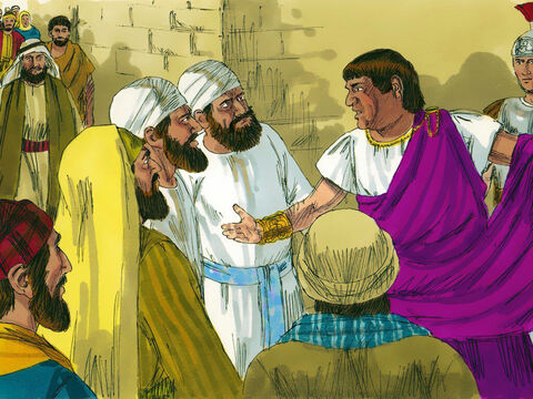 While this was going on Pilate’s wife sent him a message. ‘Don’t have anything to do with that innocent man, for I have suffered a great deal in a dream because of Him.’ It was the custom for a prisoner to be released at the Passover feast. So Pilate asked the crowd. ‘Who do you want released, Barabbas or Jesus?’ Barabbas had been imprisoned for leading a rebellion and for murder. ‘Barabbas,’ they shouted back. – Slide 13