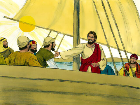 After calming a terrible storm, Jesus and His disciples continued their journey across Lake Galilee. – Slide 1