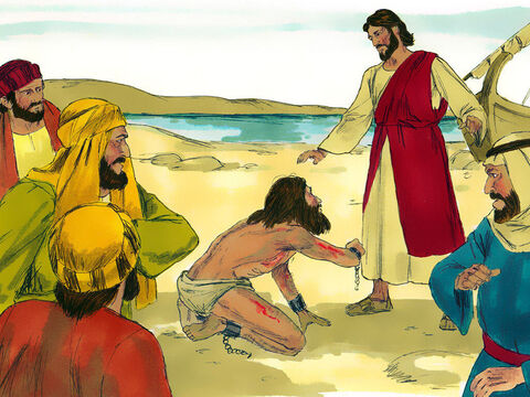 But instead of attacking Jesus, he fell on his knees before Him. Jesus ordered, ‘Come out of this man you unclean spirit.’ The troubled man shouted at the top of his voice, ‘What do you want with me Jesus, Son of the Most High God?’ – Slide 6