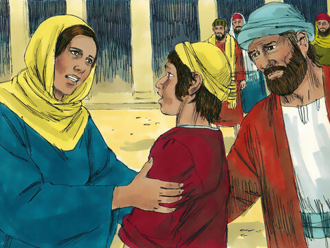 ‘Son, why have you treated us like this?’ asked Mary. ‘Joseph and I have been anxiously searching for you.’ – Slide 8