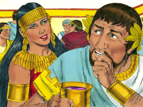 Salome rushed back To Herod Antipas and demanded, ‘I want you to give me the head of John the Baptist on a platter – right now.’ Herod was distressed at her request but could not break his rash promise in front of all his guests. – Slide 9
