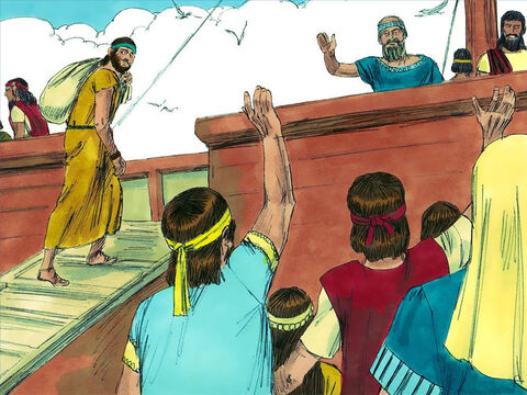 So instead of going to Nineveh, Jonah headed for the port of Joppa and got on a boat. – Slide 4