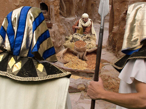 Joseph opened up the granaries and sold grain to the Egyptians. – Slide 6