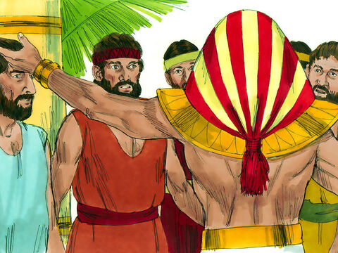 On the third day Joseph said to them, ‘I am a God-fearing man. Do as I say and you will live. One of you must remain in prison. The rest may go home with grain. But you must bring your youngest brother back to me to prove that you are telling the truth’. The brothers agreed. – Slide 6