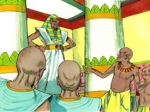 Pharaoh was very disturbed by the dreams, so the next morning he called for all the magicians and wise men of Egypt. When Pharaoh told them his dreams, not one of them could tell him what they meant. – Slide 2