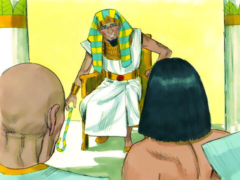 Joseph advised Pharaoh what to do next. ’You should find a wise man and put him in charge of the entire land of Egypt. Supervisors need to be appointed to collect one-fifth of all the crops during the seven good years and store them under guard. That way there will be enough to eat when the seven years of famine come to the land of Egypt.’ – Slide 10