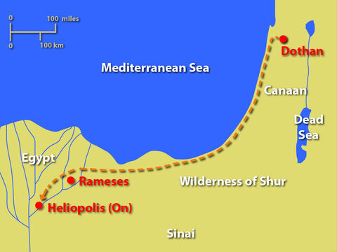 Joseph was taken prisoner by the Ishmaelite traders and began his long journey to Egypt to be sold as a slave – Slide 14