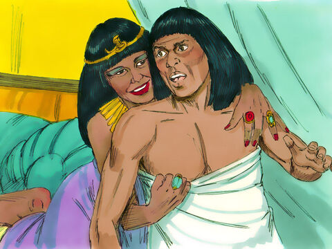 Then one day, when all the servants were out of the house, Potiphar’s wife made a grab for him. ‘Come to bed with me!’ she insisted. – Slide 8