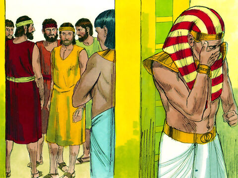 Joseph was so overcome at seeing his younger brother he had to hurry into another room where he broke down and wept. After washing his face he returned. – Slide 4
